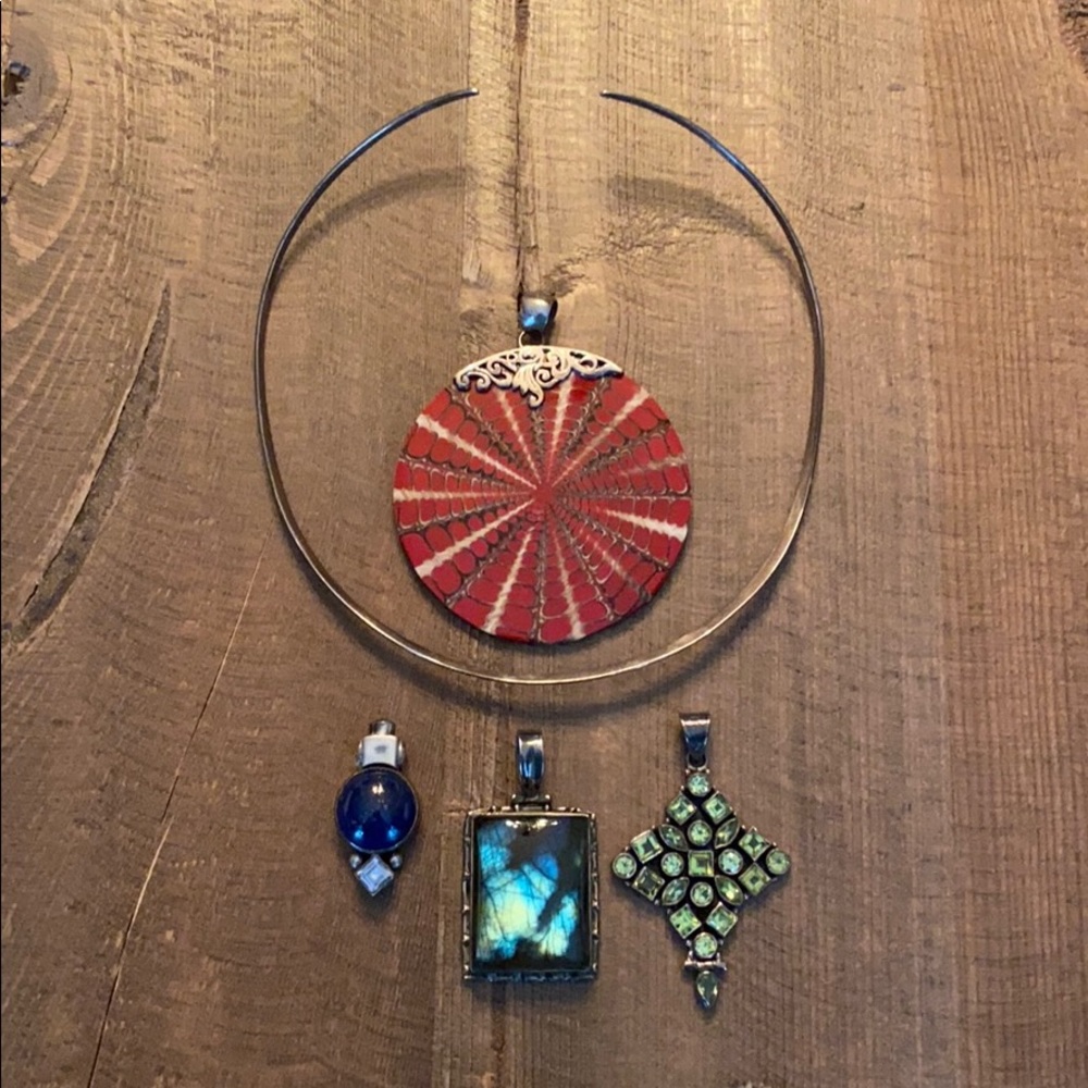 Artisan sterling silver collar and pendant set
